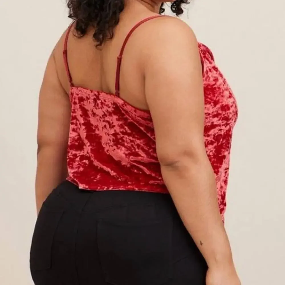TORRID Red Crushed Velvet Cowl Neck Camisole Top Size 1 (1X)